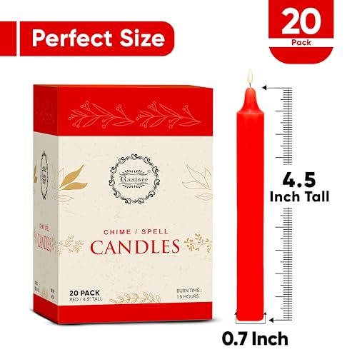 Raajsee Unscented Mini Taper Candles Pack of 20, Red | 5 Inches (H) Dinner Candle Sticks| Smokeless, and Dripless| Paraffin Wax with Cotton Wicks | Long Burning Time - color: Red, size: 5 Inch - Pack of 20