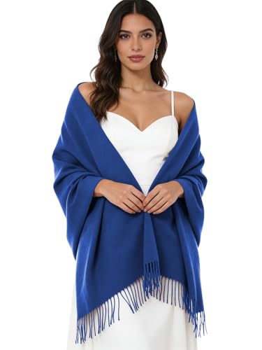 Sumolux Scarf for Women Pashmina Shawls Wraps for Evening Dresses Wedding Bridesmaid Gifts Winter Warm Soft Scarves - color: Royal Blue