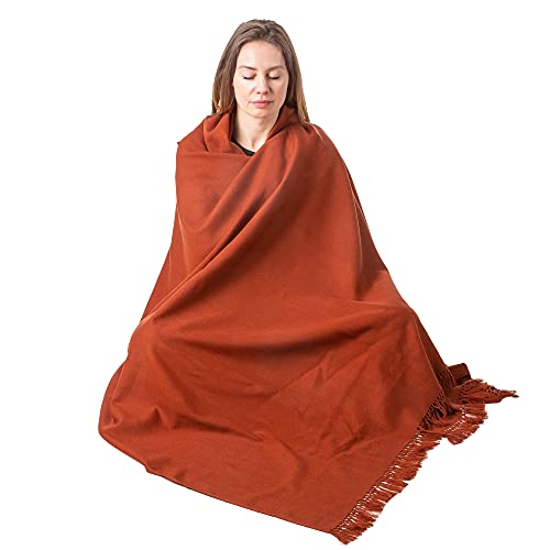 Meditation Shawl or Meditation Blanket, Shawl/Wrap, Oversize Scarf/Stole. Large. Unisex. - color: Brown Rust