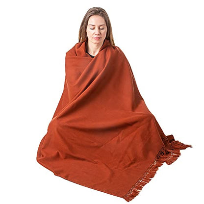 Meditation Shawl or Meditation Blanket, Shawl/Wrap, Oversize Scarf/Stole. Large. Unisex. - color: Brown Rust