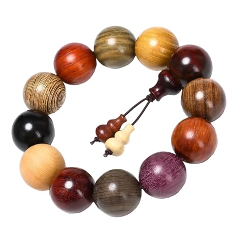 Handcrafted Wooden Bead Bracelet Multi-Color Prayer Bracelet,1pc/pack - style: Dia.15mmX15pcsJingGong