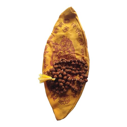 BHAVICREATION Rudraksha Mala with Gomukhi japa Bag 108 Beads Hare Krishna Mala Puja samagri (Rudraksha mala 9 mm) - color: Rudraksha Mala 9 MM