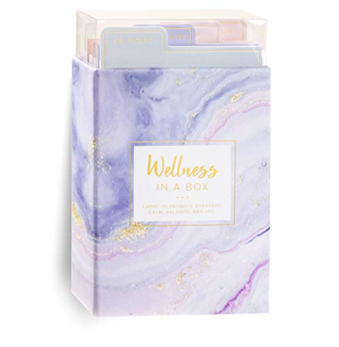 Eccolo Wellness in a Box, 60 Encouragement Cards, Health and Wellness Cards with 4 Tabbed Dividers for Self-Care, Mindfulness, Sleep & Intuition, Card Box with Guided Cards (4.6-x-7-x-1.1 Inches)