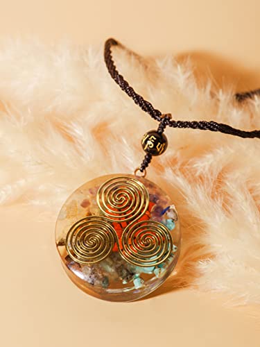 MINACHI Orgone Necklace, 7 Chakra Stone Orgonite Pendant for Spiritual Healing and Positive Energy Meditation - color: Triskelion