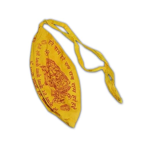 Lord Hare Krishna Gaumukhi Japa Mala Bag - Japamala Prayer Clothing Bag for Mantra Meditation - Krishna Prayer Puja Hindu Chant Yoga Meditation Hare Rama Cloth Hand Dyed Indian Yellow/Orange