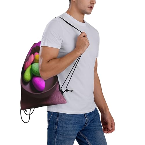 Gym Yoga Meditation Print Drawstring Bag - Lightweight Nylon Sport Sackpack for Travel, Yoga, Dance, Hiking, Basketball, and More