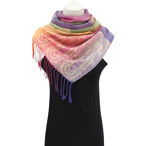 Rave Pashmina Scarf, Fashion Colorful Shawls and Wraps Soft Festival Scarves - color: A-camel