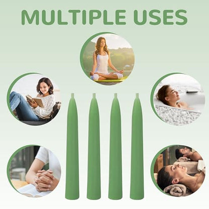 20 Min Sage Green Meditation Candles – 30 Pack, Includes Mini Candle Holder & 12 Wax Dots, Slow Burn, Natural Unscented, Yoga Prayer Mindfulness & Relaxation - color: Green, size: 30 Pack