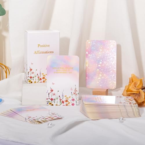 Crisky Positive Affirmation Cards for Women, 50 Pack Daily Affirmations, Encouragement Motivation Cards with Edgy Positive Quotes, Inspirational Gifts for Women, best friends, Girls