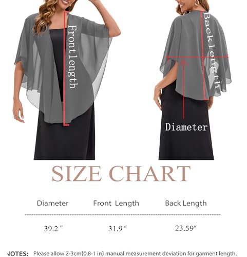 Baoqiya Chiffon Shawl Evening Scarf Shawls and Wraps for Women Wedding Party Bridal Scarves Cover Ups - color: Dark Grey