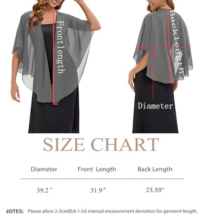 Baoqiya Chiffon Shawl Evening Scarf Shawls and Wraps for Women Wedding Party Bridal Scarves Cover Ups - color: Dark Grey