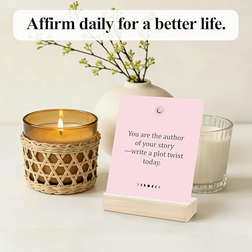 Badass Affirmation Cards | 55 Daily Motivational and Inspirational Cards, Office Decor Desk Sign Gifts for Coworker, Boss, Employees, Friends, Social Worker, with Display Stand