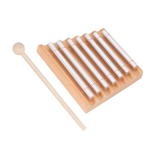 7 Tones Hand Chime with Mallet, Sturdy Beech Wood and Aluminum Alloy Construction, Meditation Chime Bell for Sound Healing, Mindfulness Practice and Percussion Musical Instrument
