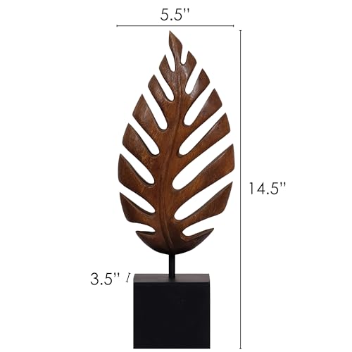 Solid Wood Leaf Sculpture, Gift for Mom, Home Decor, Living Room, Boho, Coffee Table, Centerpiece Table Decorations, Mantle, Bathroom Shelf, Farmhouse, Christmas Decorations