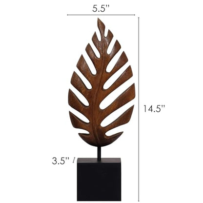 Solid Wood Leaf Sculpture, Gift for Mom, Home Decor, Living Room, Boho, Coffee Table, Centerpiece Table Decorations, Mantle, Bathroom Shelf, Farmhouse, Christmas Decorations