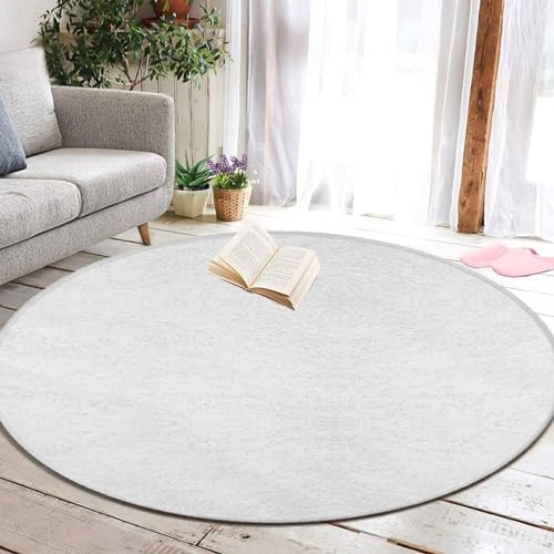 Modern Round Area Rug, Non-Slip Machine Washable Kitchen Office Circle Rug, Room Sofa Yoga Soft Round Carpet Compatible with White 60inch(150cm) - color: Color72, size: 60inch(150cm)