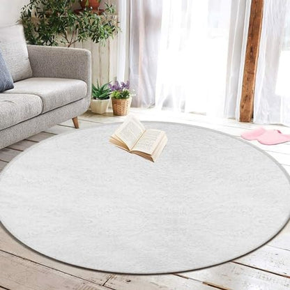 Modern Round Area Rug, Non-Slip Machine Washable Kitchen Office Circle Rug, Room Sofa Yoga Soft Round Carpet Compatible with White 60inch(150cm) - color: Color72, size: 60inch(150cm)