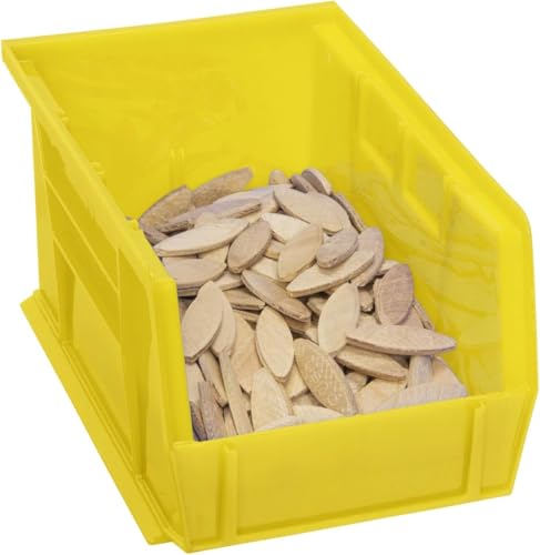Akro-Mils 30237 AkroBins Plastic Storage Bins, Space-Saving Stackable Bins for Garage, Pantry, Craft Organization, 9" x 6" x 5", Yellow, 12-Pack - color: Yellow