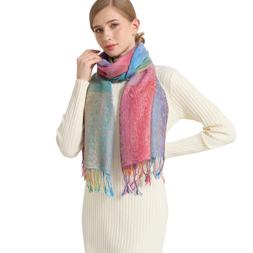 Rave Pashmina Scarf, Fashion Colorful Shawls and Wraps Soft Festival Scarves - color: A-gery