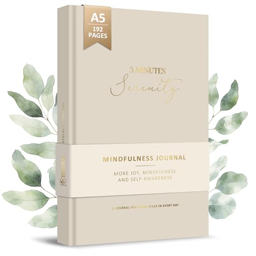 BIROYAL 5 Minute Journal, Gratitude Journal, A5 - Undated 20-Week Layout, Weekly Review, 192 Pages 150gsm Paper, Ribbon Bookmark for Mindfulness & Gratitude Practice