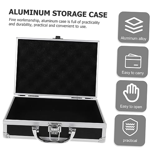 Mikinona Multi Functional Aluminium Tool Case Portable Hard Briefcase for Men Capacity Storage Box with Safety Clasp for Daily Use and Organizing Gadgets