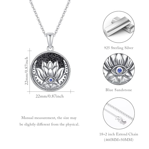 Evil Eye Necklace for Women 925 Sterling Silver, Protection Necklace with Blue Evil Eye Charm, Evil Eye/Lotus Pendant Jewelry, Birthday Christmas Gifts for Her - style: Lotus Evil Eyes 07