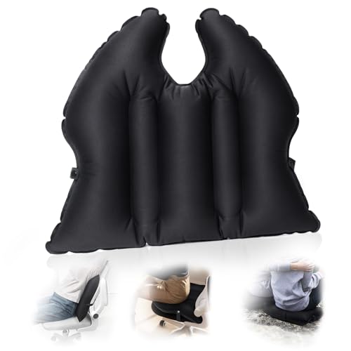 DAWNTREES 2-in-1 Inflatable Seat Cushion & Lumbar Support – Lightweight & Waterproof – Portable Air Cushion for Office Chair, Car, Travel, Camping – Black - size: 1 PACK