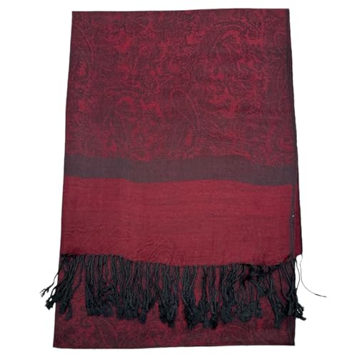 Pashmina Shawl Wrap for Women Soft Lightweight Multi-Purpose Scarf for Weddings, Parties & Casual Wear - color: Dark Burgundy-pl1898
