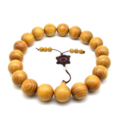 Zen Dear Natural Golden Sandalwood Mexican Bocote Mala Prayer Bead Bracelet Link Wrist Necklace Mala Beads - style: 25mm 19 beads