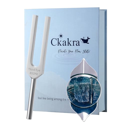 Ckakra Solfeggio Tuning Fork with Natural Crystals Kit, Meditation & Relaxation gift for women, Calming Tools,852Hz Solfeggio Frequency Third Eye Chakra - color: Third Eye