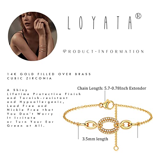 LOYATA Gold Bracelet Gold 14K Gold Filled Dainty Chain Simple Jewelry Gift for Women