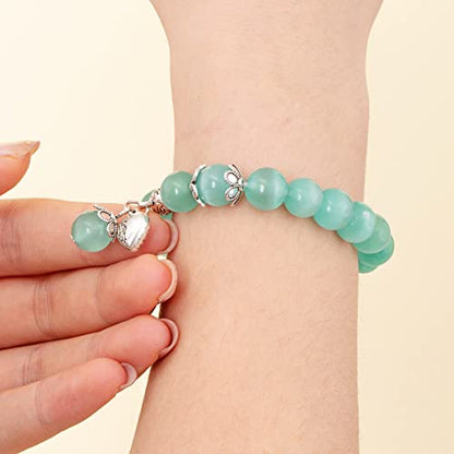 Natural Stretch Gemstone Bracelet Healing Stone Beaded Bracelets for Women Men Gifts (Unisex) - color: Blue Green