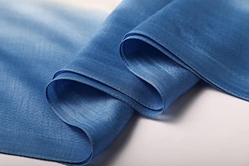 WINCESS.YU Women Gradient Scarf Long Shawls and Wraps Fashion Plain Pashmina Formal Scarf - color: Blue and White