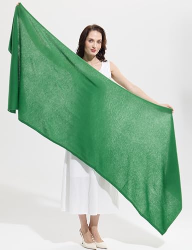 Soft Cashmere Blend Wrap Chic Scarf Stole for Women Wayfarer Travel Extra Large 87"x28" - color: Forest Green