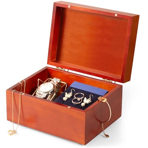 DRASTAR Keepsake Box, Wood Memory Box with Lids, Wooden Jewelry Box, Memory Box, Small Decorative Wooden Box,Brown - color: Brown, size: Small