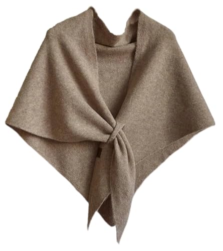 Pashmina Wraps for Women Knitted Shawl Triangle Scarf Shawl with Loop Shoulder Top Sweater Shawl Wrap (Khaki)