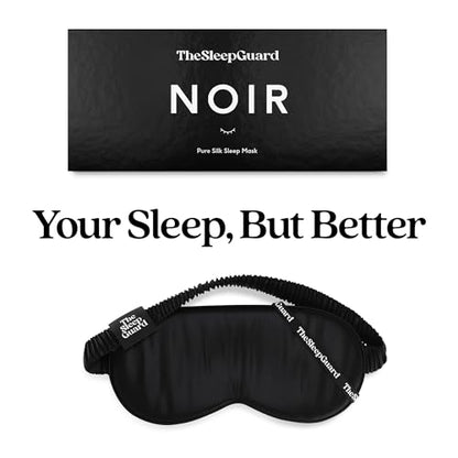 Pure Silk Sleep Mask [100% 6A Mulberry Silk, 22 Momme] Light Blocking Travel Essentials. Eye Masks for Sleeping. Black Oeko-Tex Blindfold. Eye Covers for Men & Women - color: Noir Black