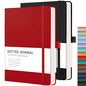 RETTACY Dotted Journal Notebook, 2-Pack, 160 Numbered Pages per Pack, A5 Medium Size (5.7'' x 8.3''), 120 GSM Thick Paper, Leather Hardcover, for Journaling, Planning, Tracking (Black & Red) - color: Black & Red, style: Dotted