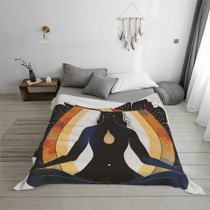 Yoga Meditation Prints Throw Blanket (280g Flannel) Anti-Pilling Warm Fuzzy Blankets for Bed Sofa Couch Travel 40x30 Inch - color: Yoga Meditation, size: 40x30 Inch