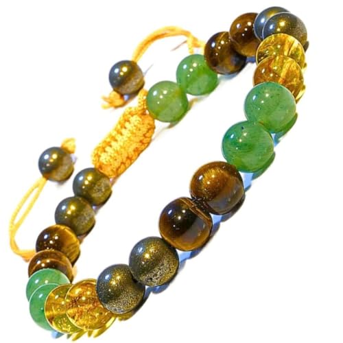 ANAYA AGATE Energy Protection Crystal Handmade Adjustable Bead Bracelet Perfect for Men, Women’s Christmas Gift - Gemstone Healing Stretch Bracelet Pulsera Para Hombre Mujer Stocking Stuffer - color: Money Wealth
