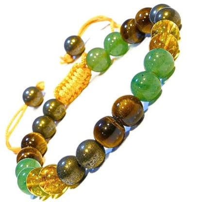 ANAYA AGATE Energy Protection Crystal Handmade Adjustable Bead Bracelet Perfect for Men, Women’s Christmas Gift - Gemstone Healing Stretch Bracelet Pulsera Para Hombre Mujer Stocking Stuffer - color: Money Wealth