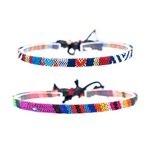 Made by Nami 2 Pcs Boho Surfer Bracelets for Women and Men Waterproof and Adjustable Braided Bracelets Set of 2 for Ethnic Hippie Style - color: Purple E & Blue E)