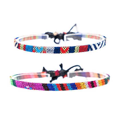 Made by Nami 2 Pcs Boho Surfer Bracelets for Women and Men Waterproof and Adjustable Braided Bracelets Set of 2 for Ethnic Hippie Style - color: Purple E & Blue E)