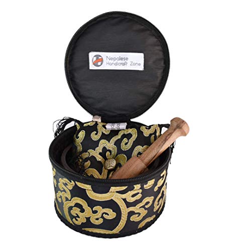 Color Singing Bowl Set with free stick and cushion by Nepalese Handicraft Zone (Black) - color: Black