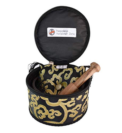 Color Singing Bowl Set with free stick and cushion by Nepalese Handicraft Zone (Black) - color: Black