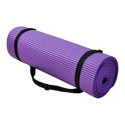 Fitvids All Purpose 1/2-Inch Extra Thick High Density Anti-Tear Exercise Yoga Mat and Knee Pad with Carrying Strap, Multiple Colors - color: Purple