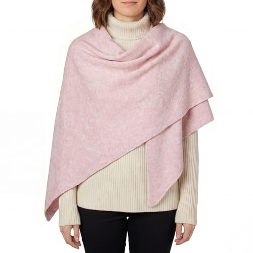 RIIQIICHY Shawl Wrap Women Pashmina Triangle Cape Knit Sweater Scarf for Fall Winter Fashion Accessory - color: Pink