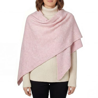 RIIQIICHY Shawl Wrap Women Pashmina Triangle Cape Knit Sweater Scarf for Fall Winter Fashion Accessory - color: Pink