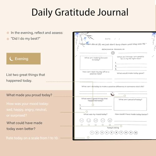 Gratitude Journal for Women & Men – Daily Mindfulness Journal with Positivity Tracker, Happiness Exercises, and Guided Reflective Writing – Self-Care Journal for Personal Growth (Black) - color: Black