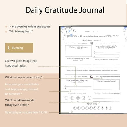 Gratitude Journal for Women & Men – Daily Mindfulness Journal with Positivity Tracker, Happiness Exercises, and Guided Reflective Writing – Self-Care Journal for Personal Growth (Black) - color: Black